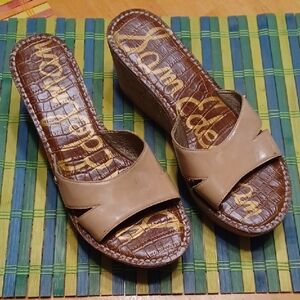 Sam Edelman Tan Cork Wedge Sandals Size 8.5